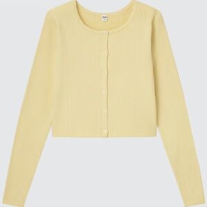 Uniqlo Women's Cropped Yellow Cardigan Size Medium